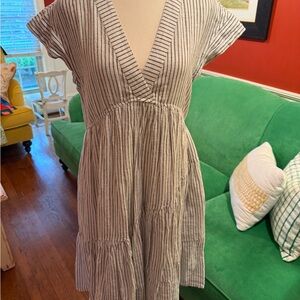 Vineyard Vines Black and White Striped Midi Dress